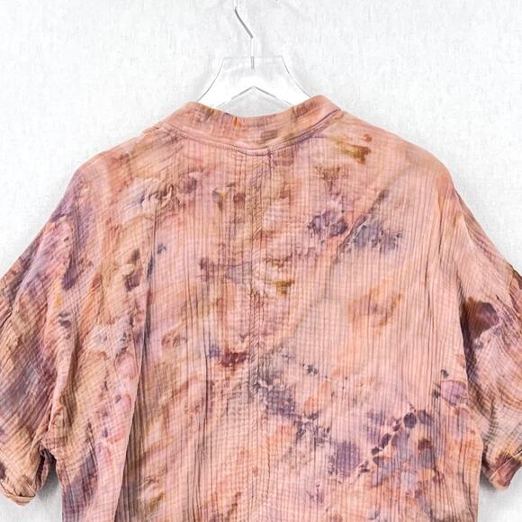 THUNDER TEXTILE Upcycled Tie Dye Gauze Dress Womens Small PInk Purple Cotton - Picture 5 of 12